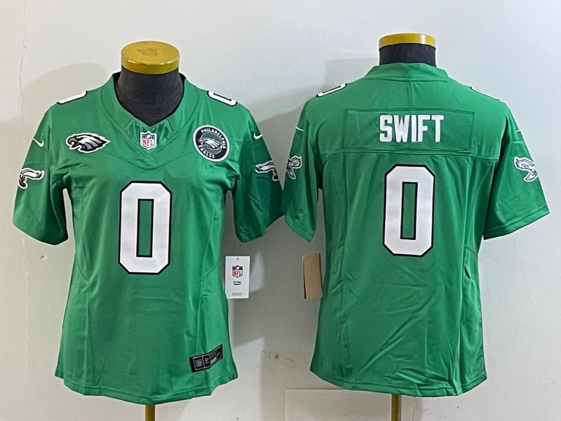 Youth Philadelphia Eagles 0 Swift Green three generations 2025 Nike Vapor Limited NFL Jersey style 5
